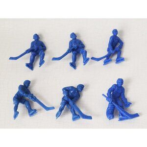 1956 - 1957 Set of 6 Kelloggs Corn Flakes Premium Plastic Blue Hockey Men Vintag